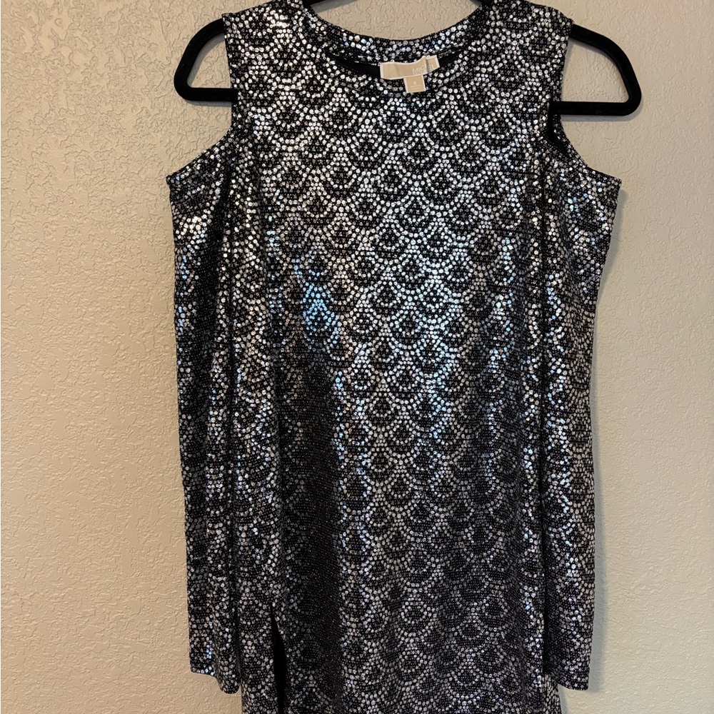 Michael Kors Metallic Black and Silver Blouse